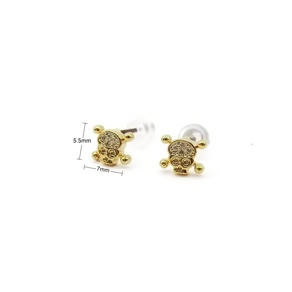 CZ Skull and Crossbones Stud Earrings