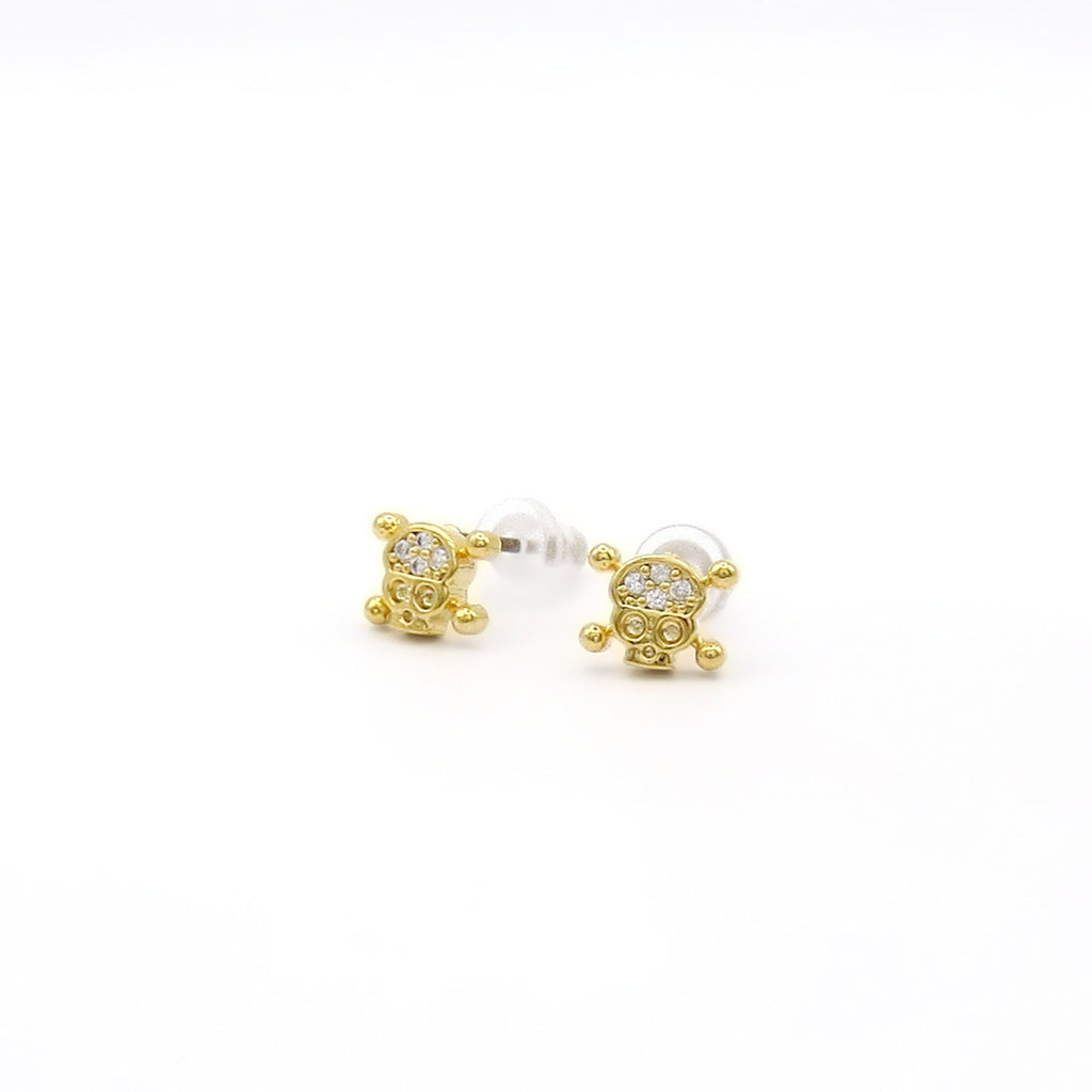 CZ Skull and Crossbones Stud Earrings