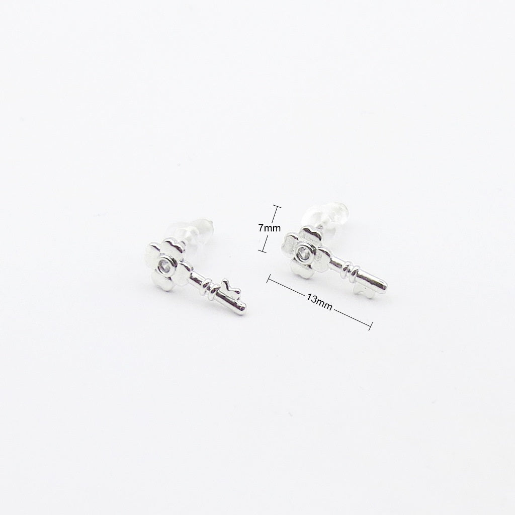 CZ Key Stud Earrings