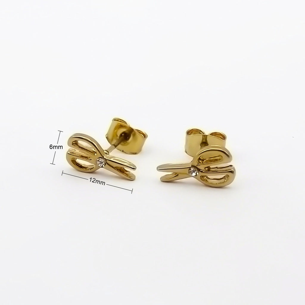Crystal Scissors Stud Earrings