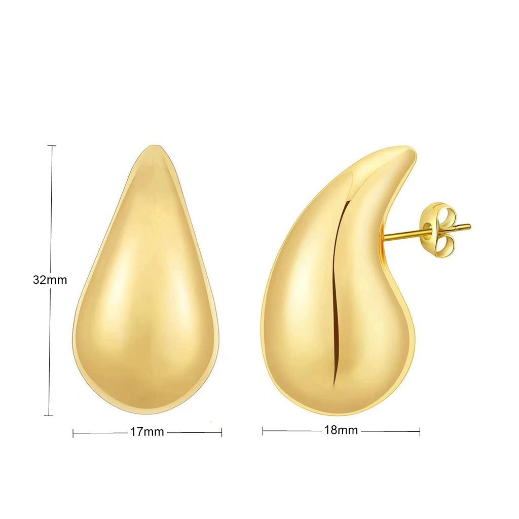 Stainless Steel Teardrop Earrings - Gold-Earrings-2-Glitters