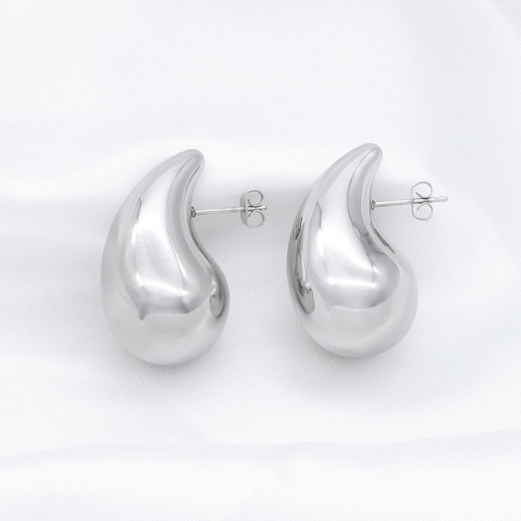 Stainless Steel Teardrop Earrings - Silver-Earrings-1-Glitters