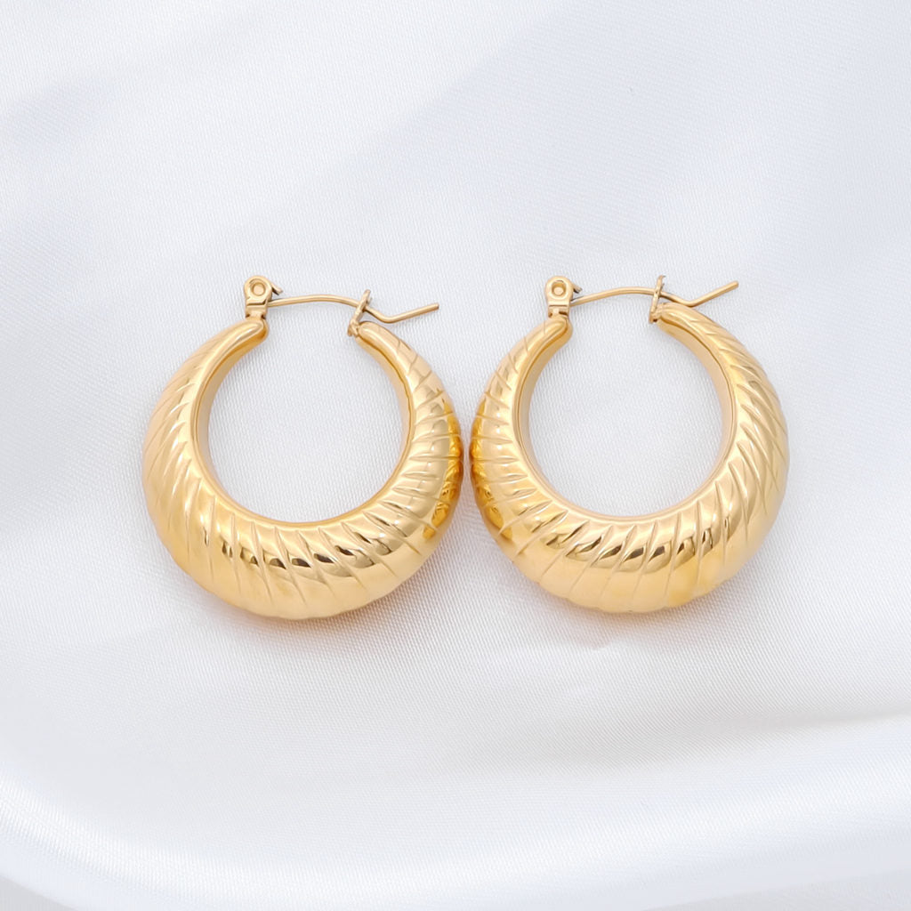 Stainless Steel Twisted Pattern Earrings - Gold-Earrings-1-Glitters