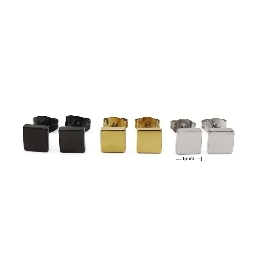 Stainless Steel Square Stud Earrings