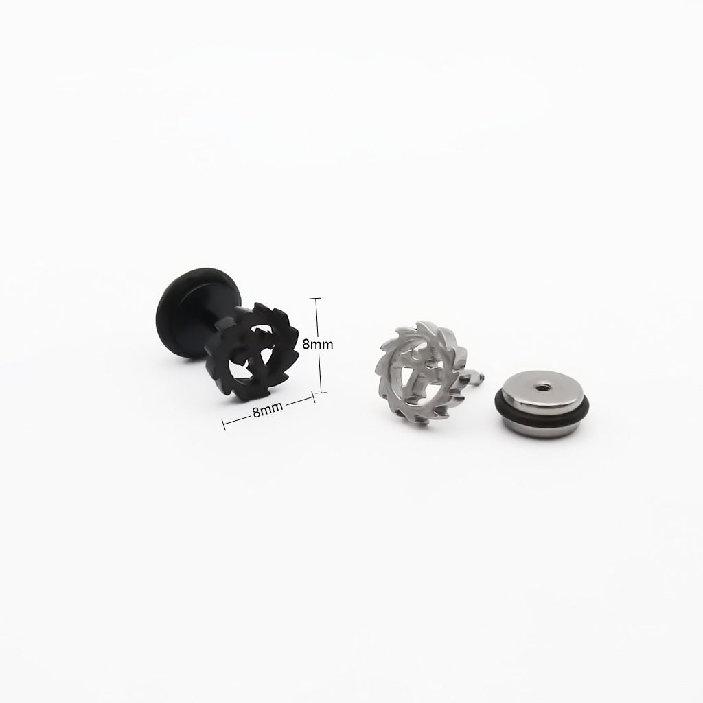 Stainless Steel Cross Gear Fake Plug Earring
