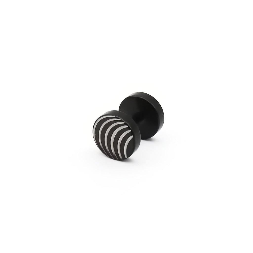 Stainless Steel Engraved Wave Stripe Fake Plug Earring