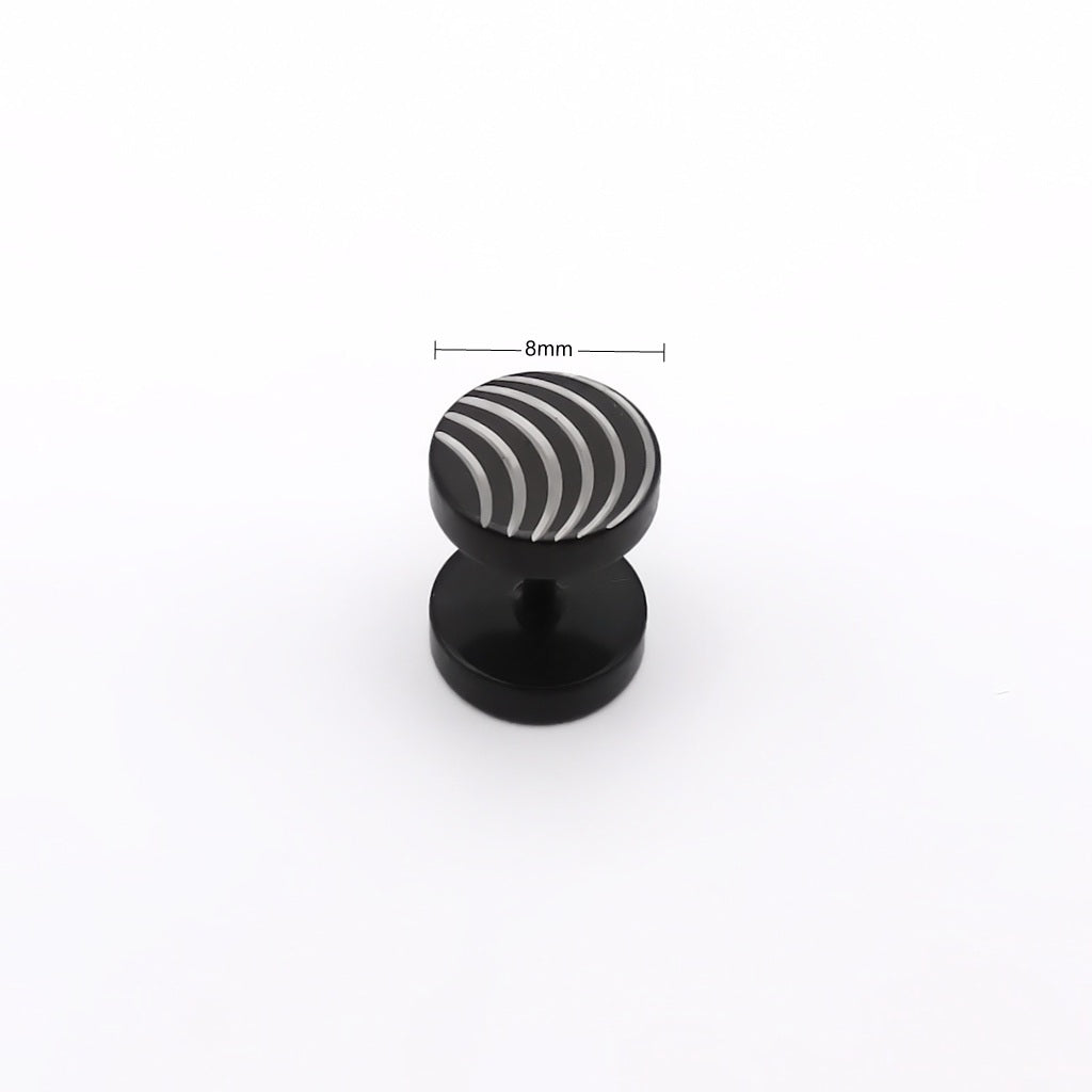 Stainless Steel Engraved Wave Stripe Fake Plug Earring