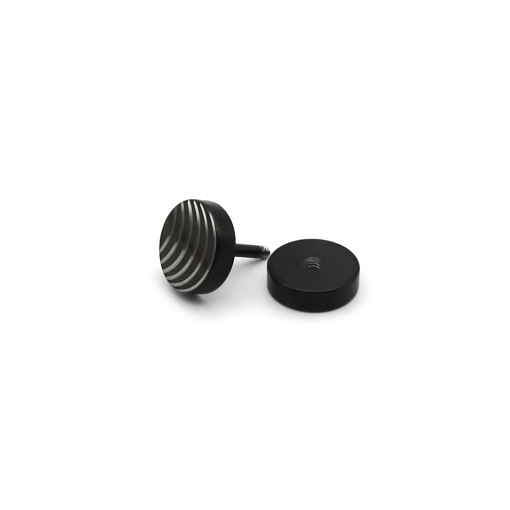Stainless Steel Engraved Wave Stripe Fake Plug Earring