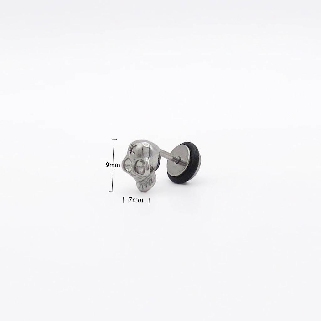 Stainless Steel Star Skull Fake Plug Earring