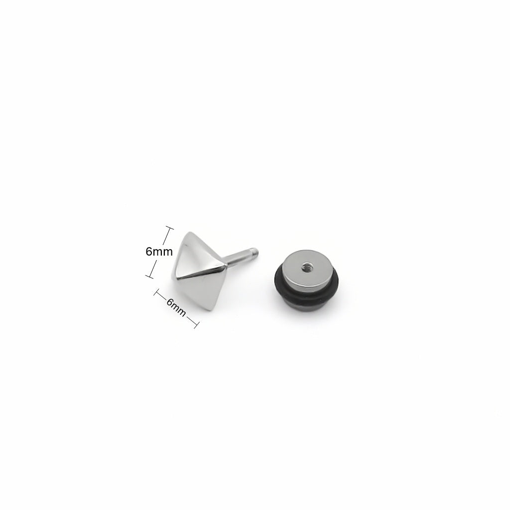Stainless Steel Square Spike Fake Plug Earring-Fake Plugs-3-Glitters