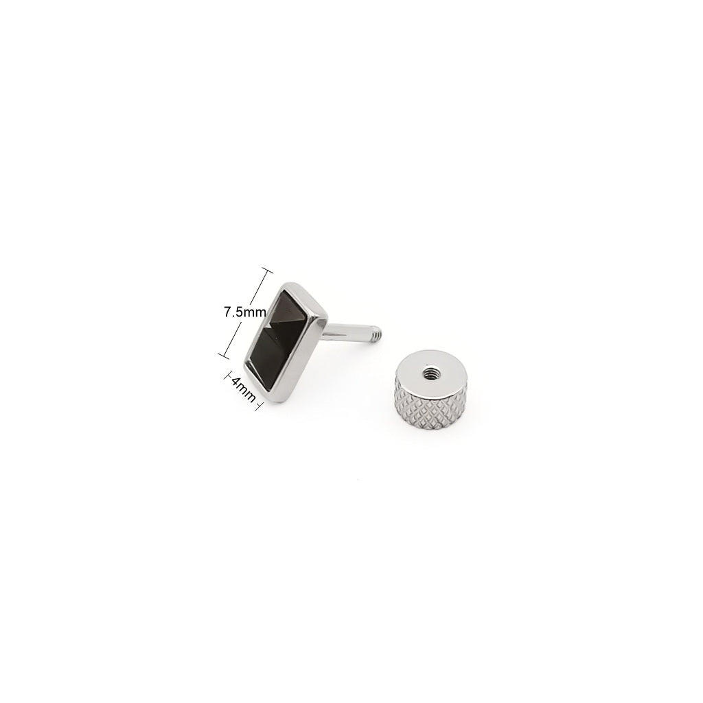 Stainless Steel Rectangular Pyramid Fake Plug Earring