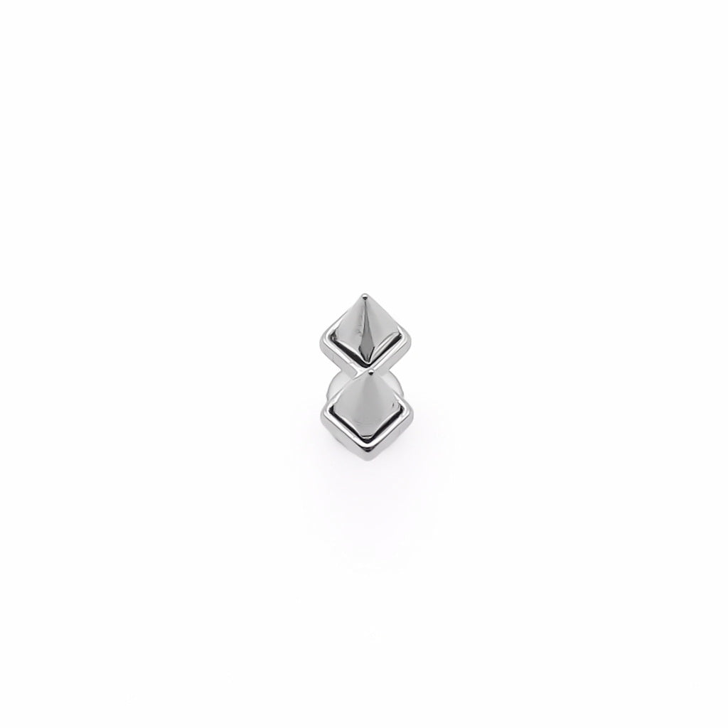 Stainless Steel Double Pyramid Spike Fake Plug Earring