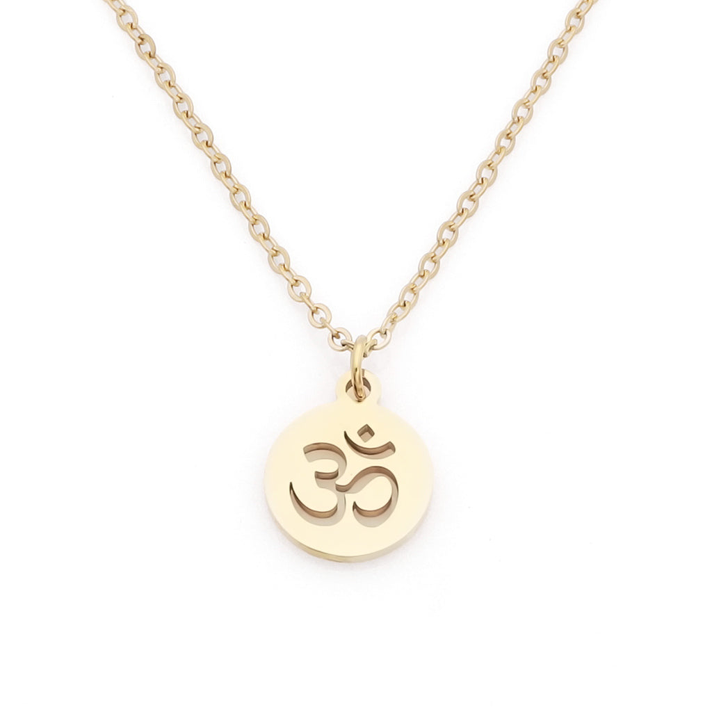 Om Pendant Stainless Steel Necklace - Gold-Necklaces-1-Glitters