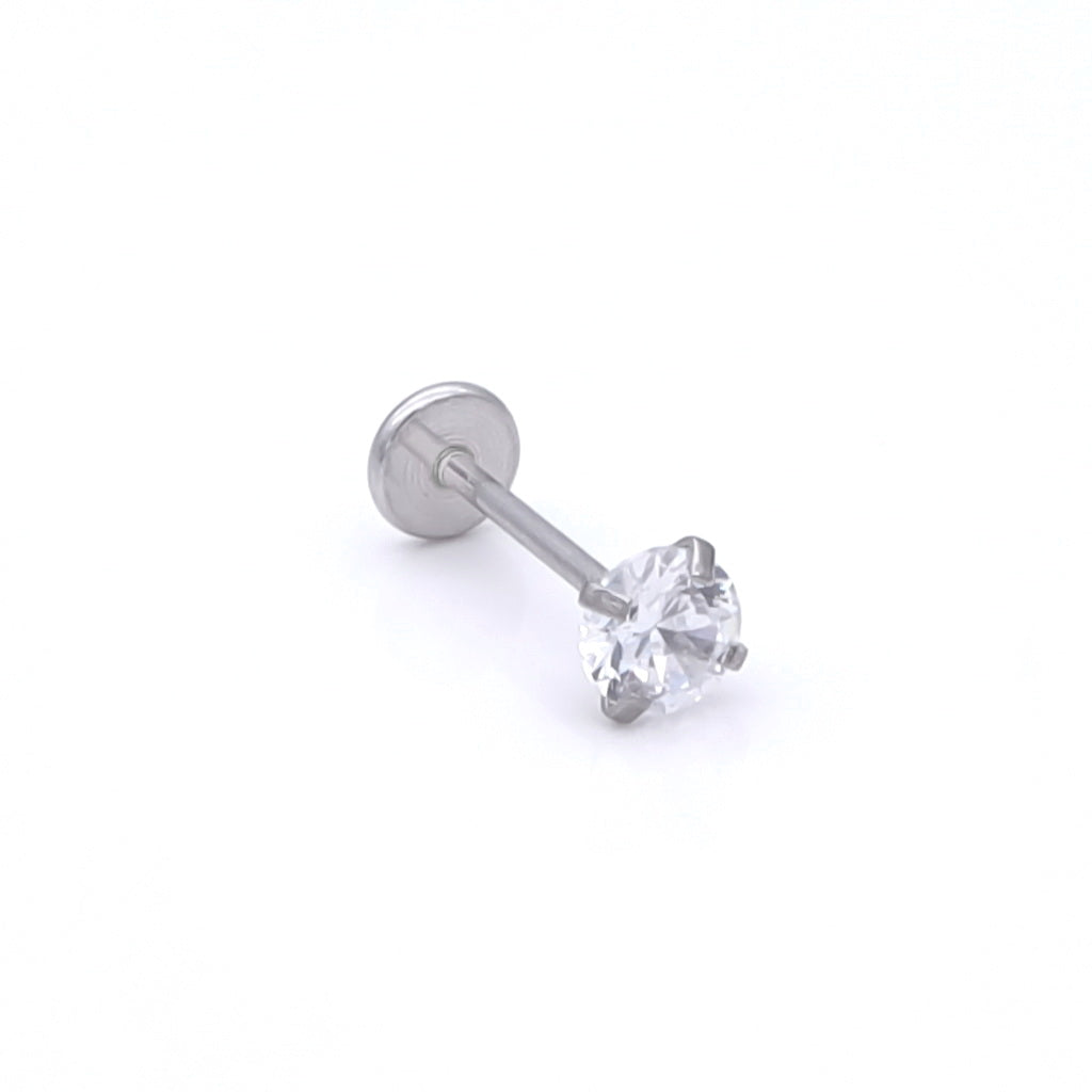 Round C.Z Top Threadless Push In Nose Stud-Nose Studs-1-Glitters