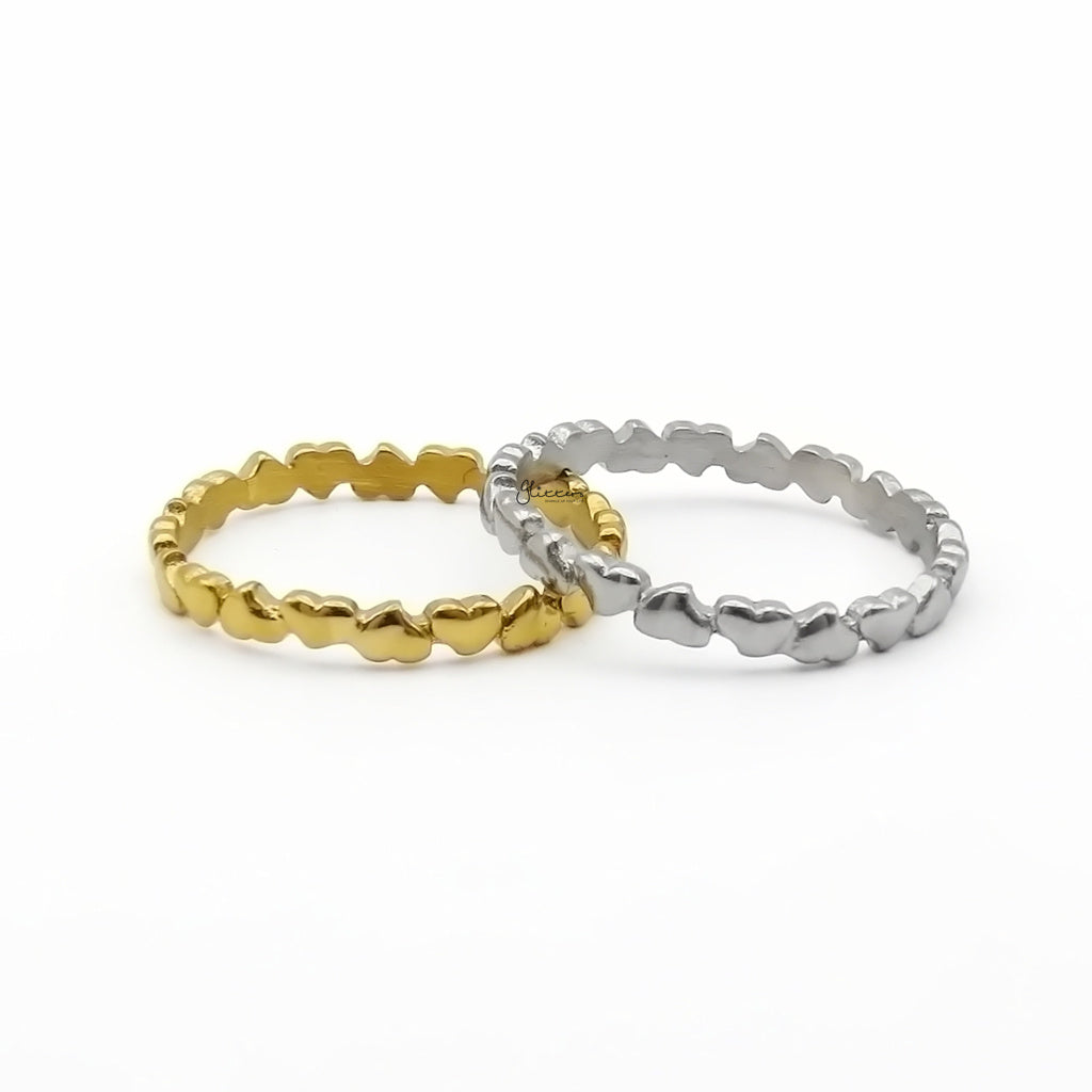 Stainless Steel Dainty Heart Eternity Band Ring - Gold-Stainless Steel Rings-4-Glitters