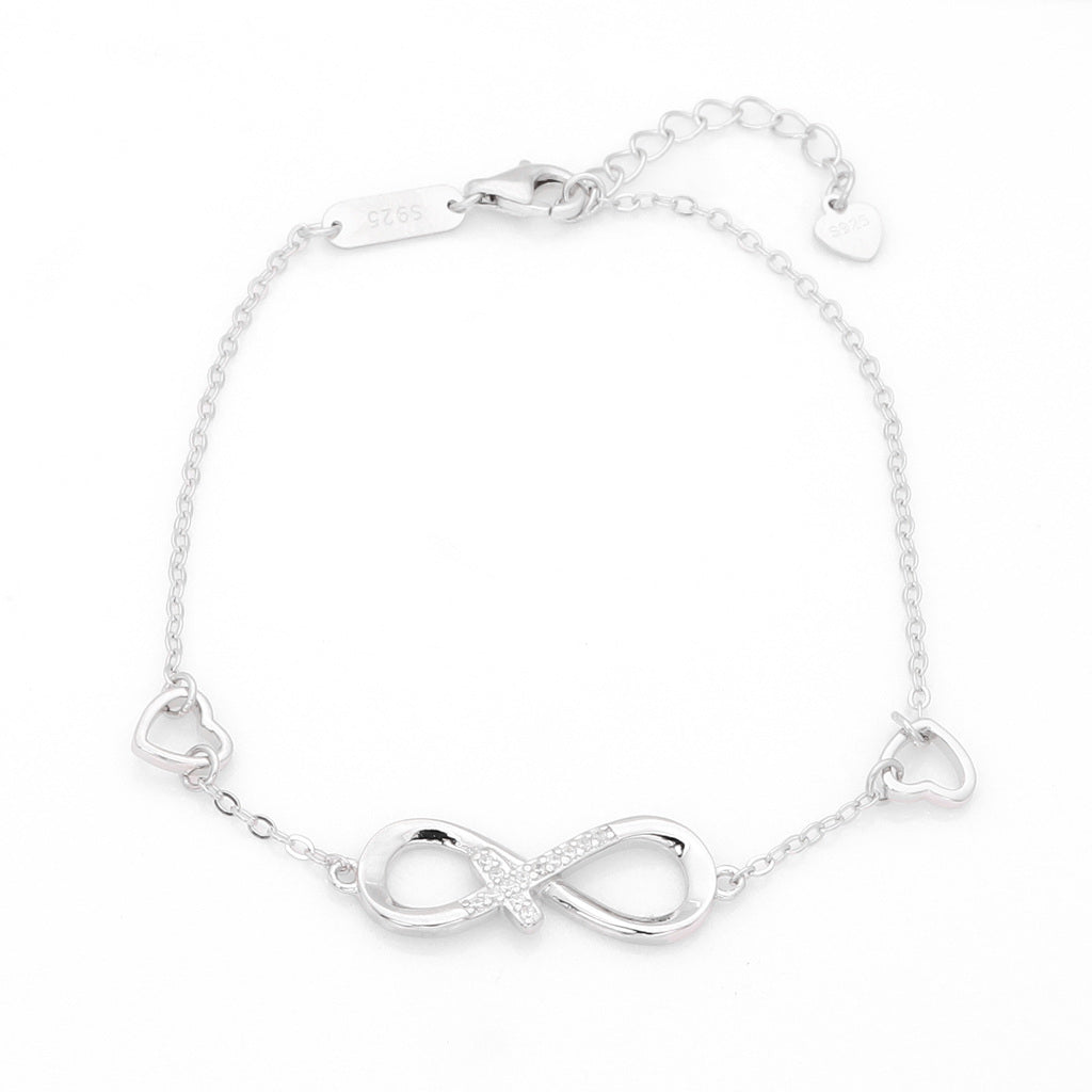 Sterling Silver Infinity with Cross Charm Bracelet-Sterling Silver Bracelets-1-Glitters