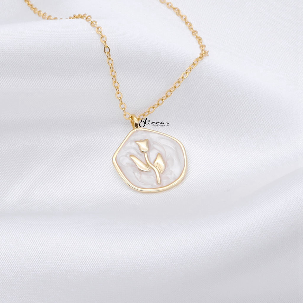 Sterling Silver Rose Necklace - Gold-Sterling Silver Necklaces-2-Glitters
