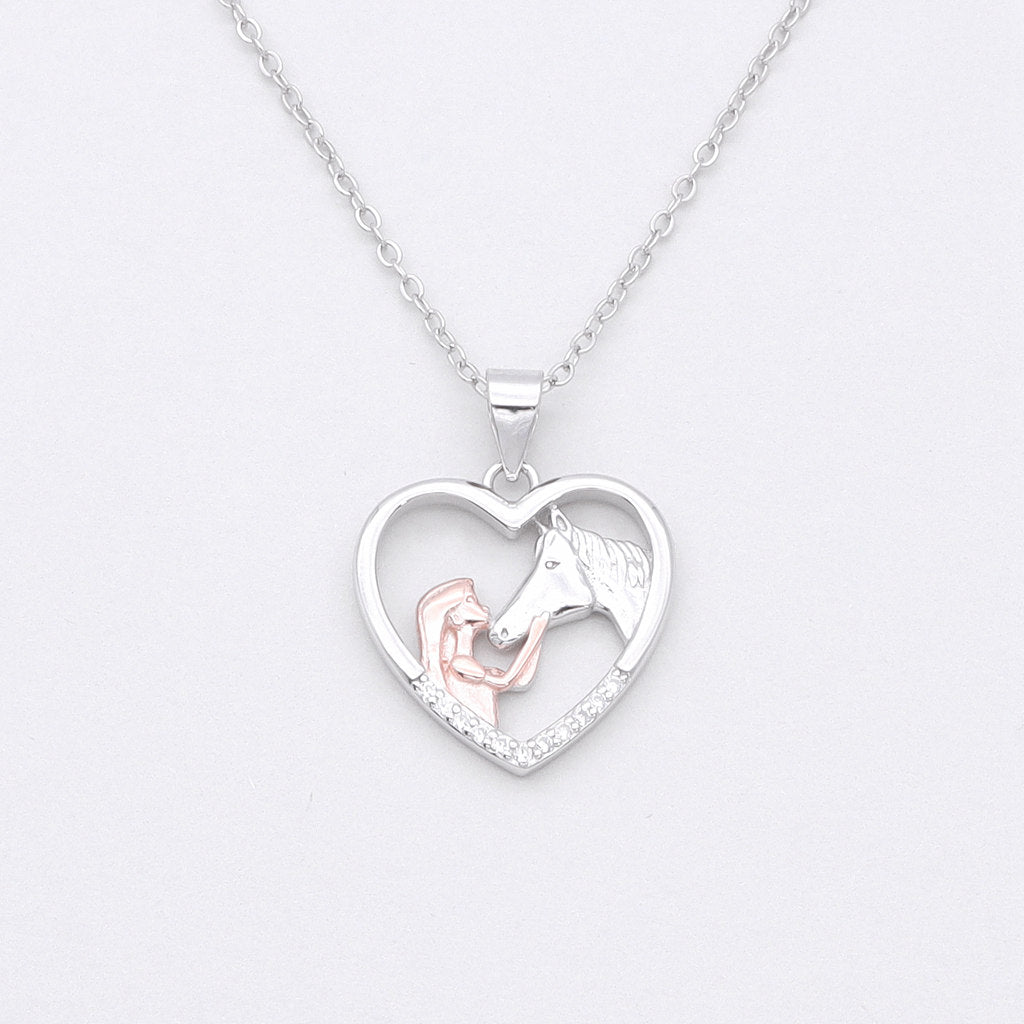 Sterling Silver Girl and Horse Necklace-Sterling Silver Necklaces-1-Glitters