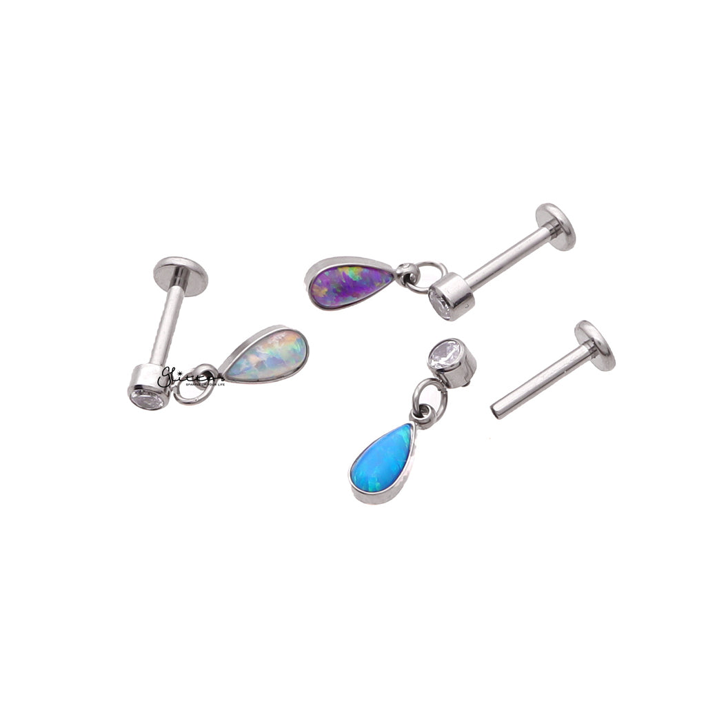 Teardrop Opal Internally Threaded Flat Back Stud-Tragus | Cartilage | Daith | Conch-2-Glitters