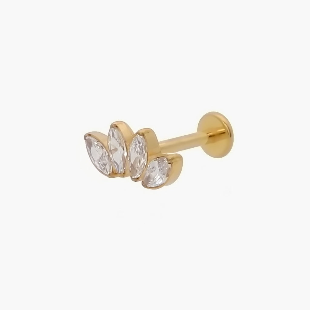 4 Marquis CZ Top Internally Threaded Flat Back Stud Earrings-Tragus | Cartilage | Daith | Conch-2-Glitters