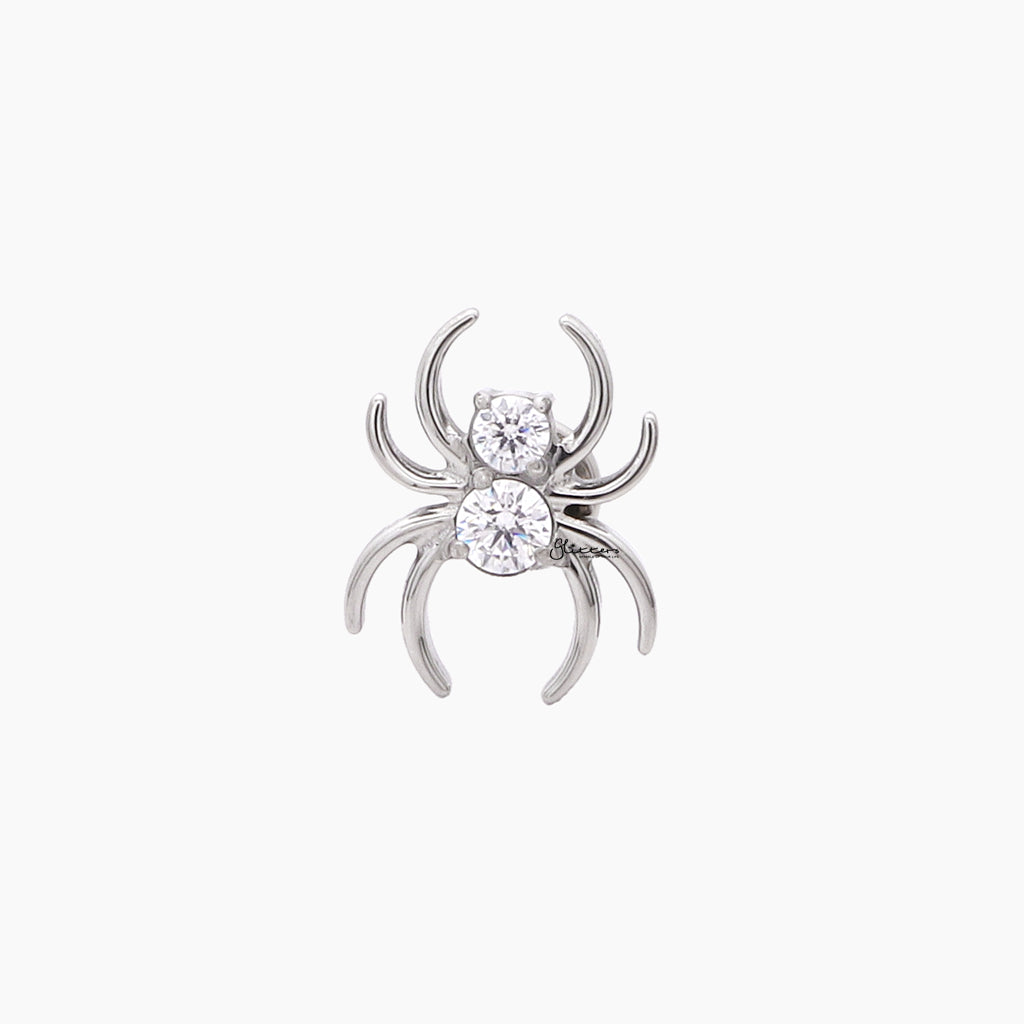 CZ Spider Top Internally Threaded Titanium Flat Back Stud-Tragus | Cartilage | Daith | Conch-1-Glitters