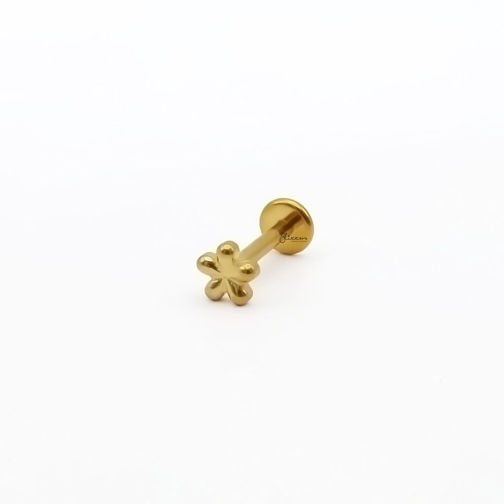 Dainty 5-Petal Flower Titanium Flat Back Stud Earring-Tragus | Cartilage | Daith | Conch-3-Glitters