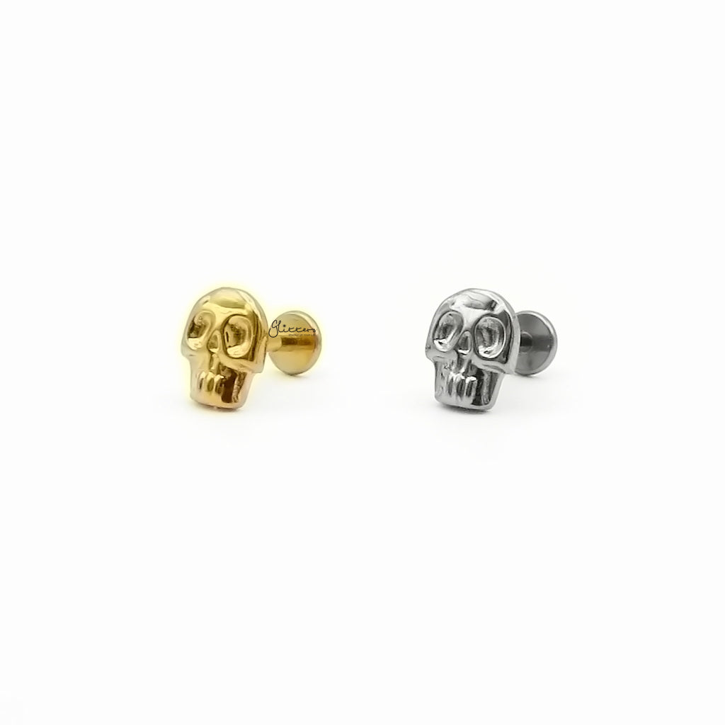 Skull Titanium Flat Back Stud Earring-Tragus | Cartilage | Daith | Conch-1-Glitters