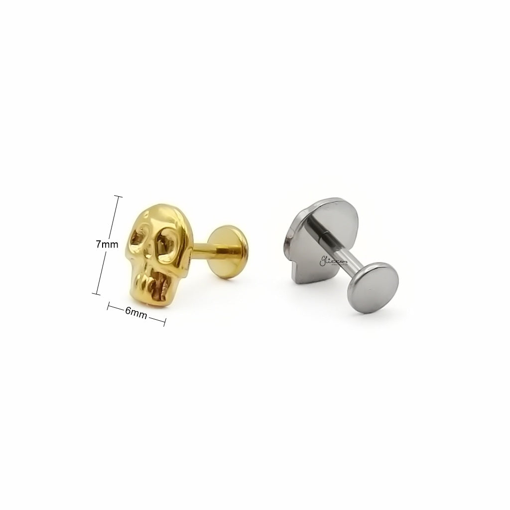 Skull Titanium Flat Back Stud Earring-Tragus | Cartilage | Daith | Conch-2-Glitters
