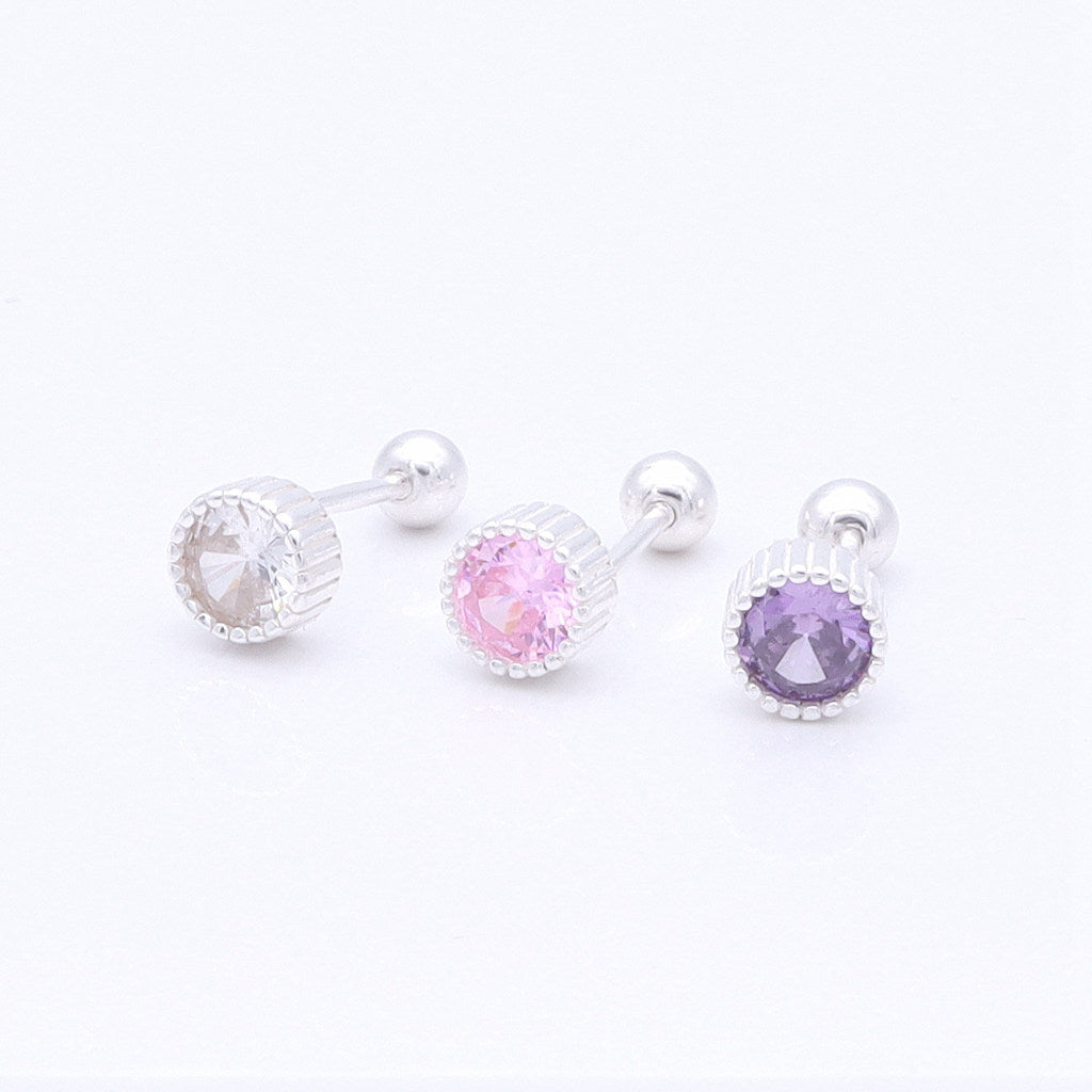 Round CZ Cartilage Barbell Studs-Tragus | Cartilage | Daith | Conch-1-Glitters