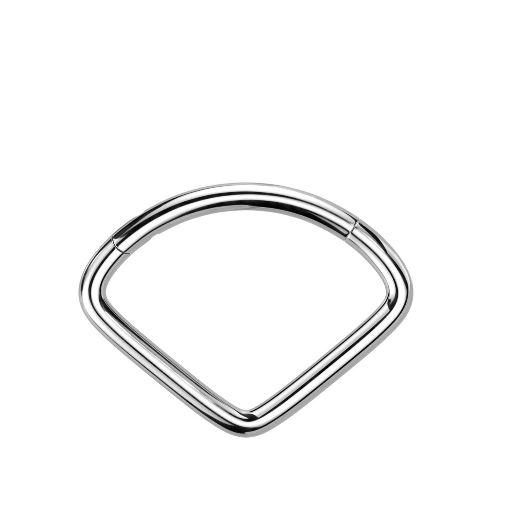 Titanium Wide Chevron Hinged Segment Hoop Ring - Silver-Septum Rings-1-Glitters