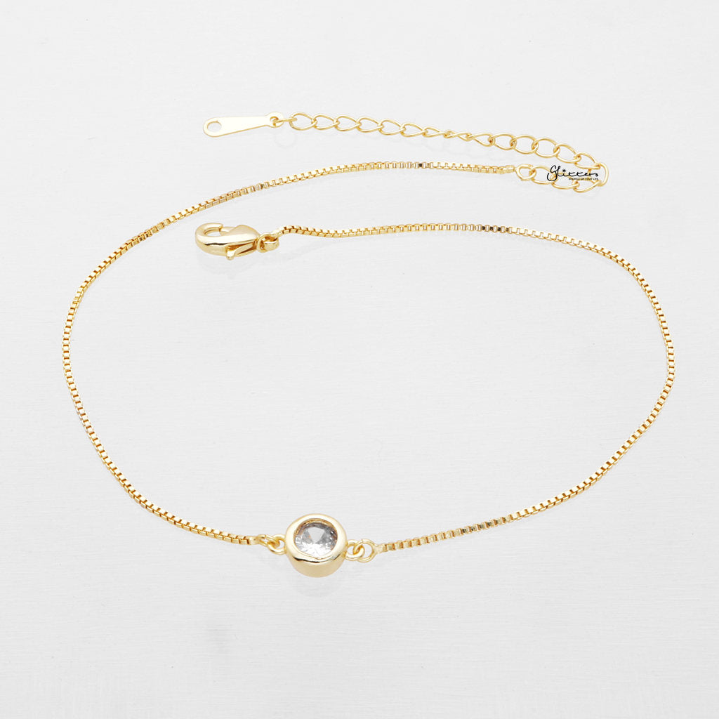 5mm Round C.Z Anklet - Gold-Anklet-1-Glitters