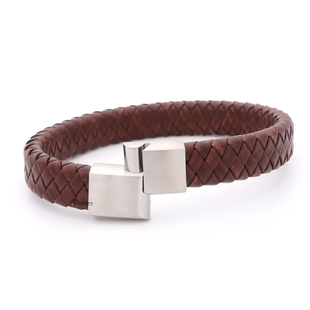 Classic Brown Braided Leather Bracelet-Leather Bracelets-3-Glitters