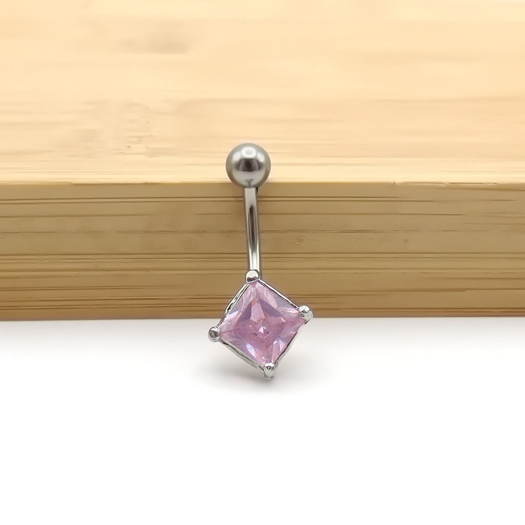 Square CZ Belly Button Rings-Belly Rings-2-Glitters