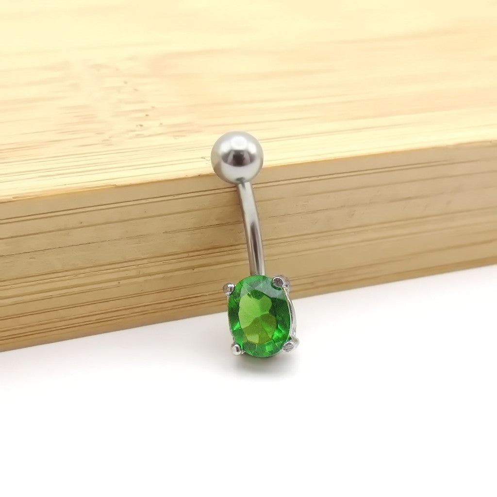 Oval CZ Belly Button Rings-Belly Rings-2-Glitters