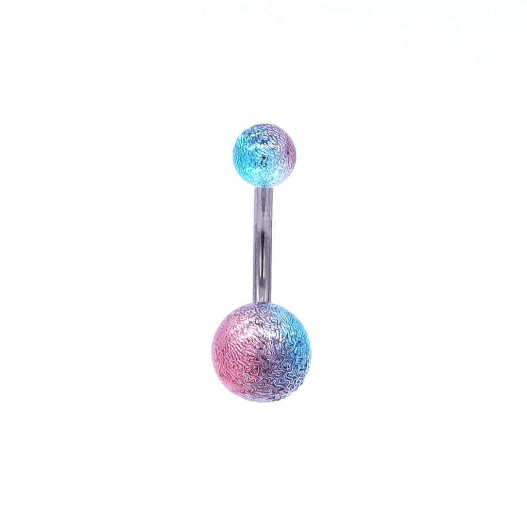 Multi Colour Acrylic Balls Belly Button Navel Ring - Aqua/Pink-Belly Rings-1-Glitters
