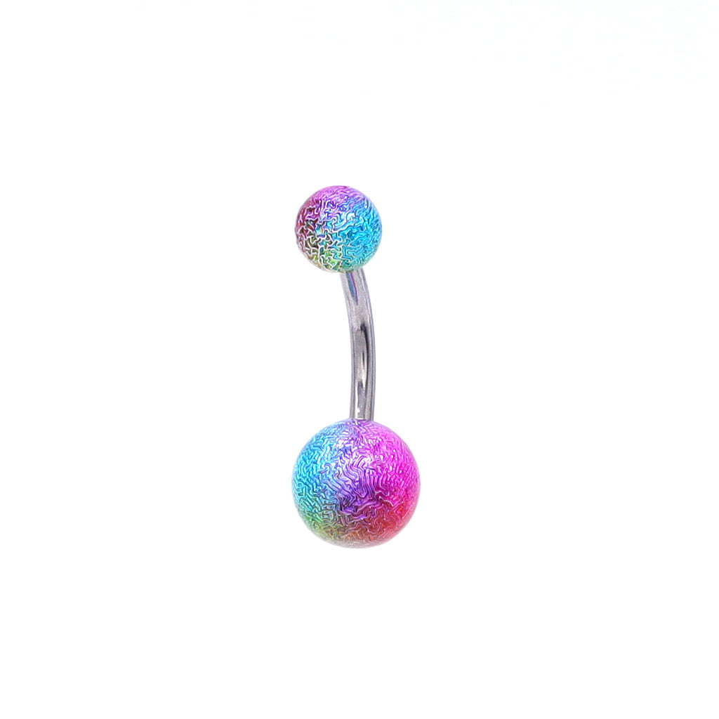 Multi Colour Acrylic Balls Belly Button Navel Ring - Green/Hot Pink-Belly Rings-1-Glitters