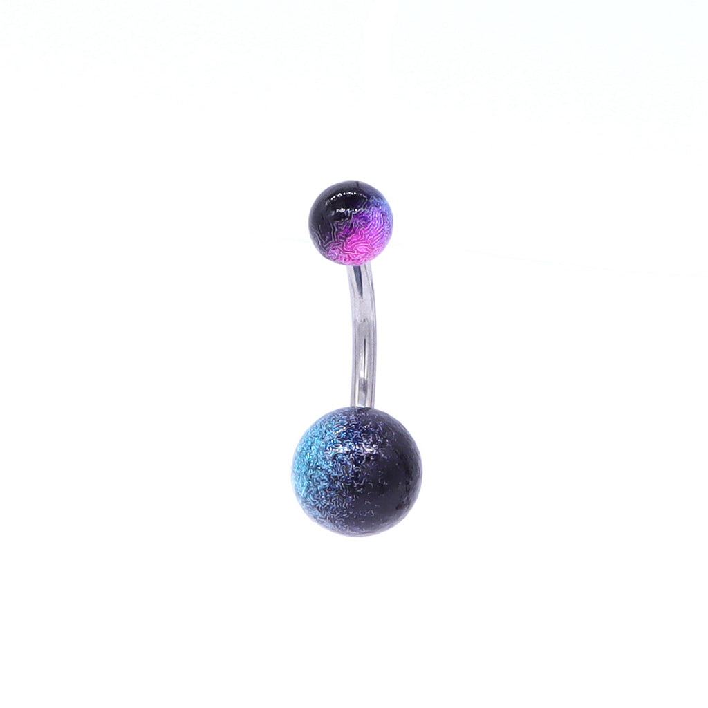 Multi Colour Acrylic Balls Belly Button Navel Ring - Black/Hot Pink-Belly Rings-1-Glitters