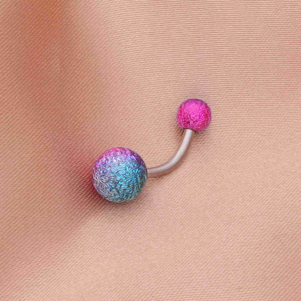 Purple Rose Encased in Clear Ball Acrylic Belly Button Ring 