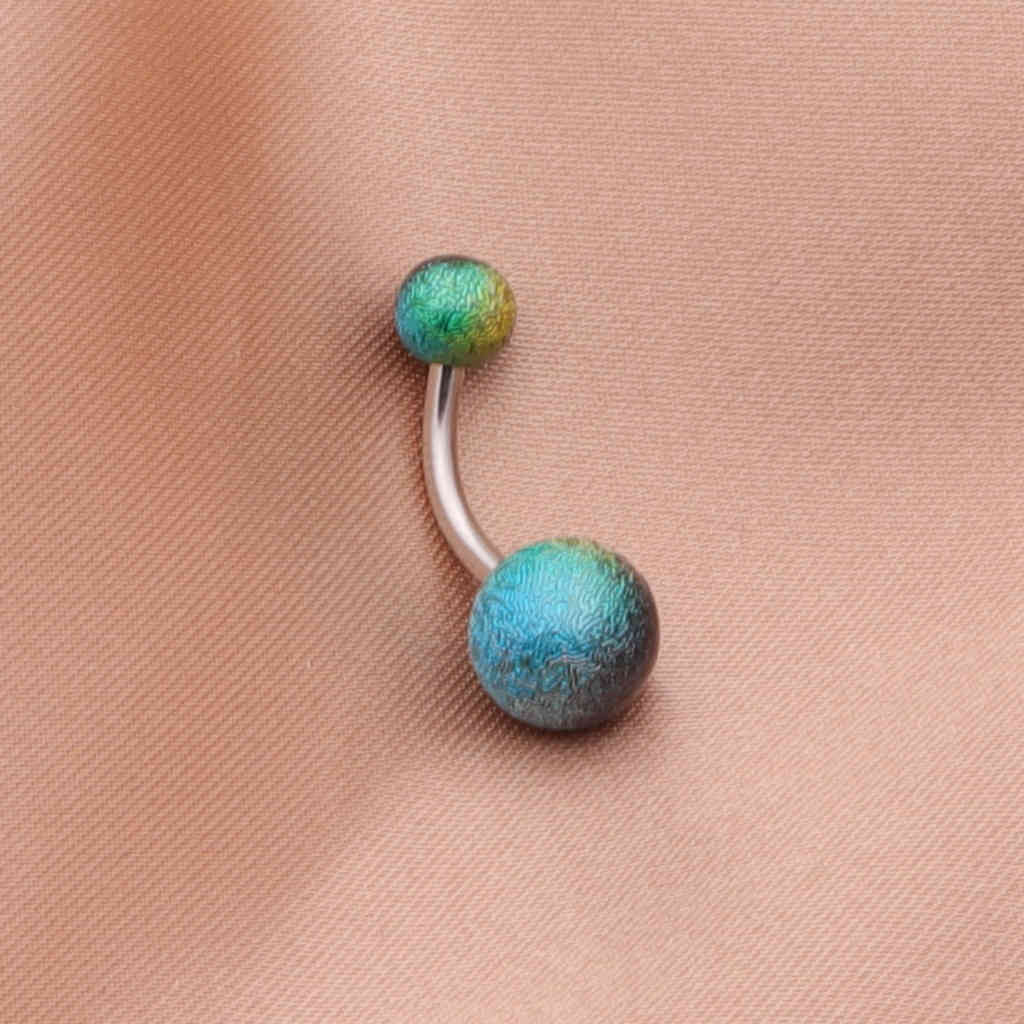Multi Colour Acrylic Balls Belly Button Navel Ring - Black/Aqua-Belly Rings-2-Glitters