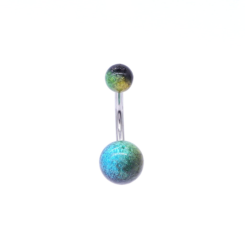 Multi Colour Acrylic Balls Belly Button Navel Ring - Black/Aqua-Belly Rings-1-Glitters