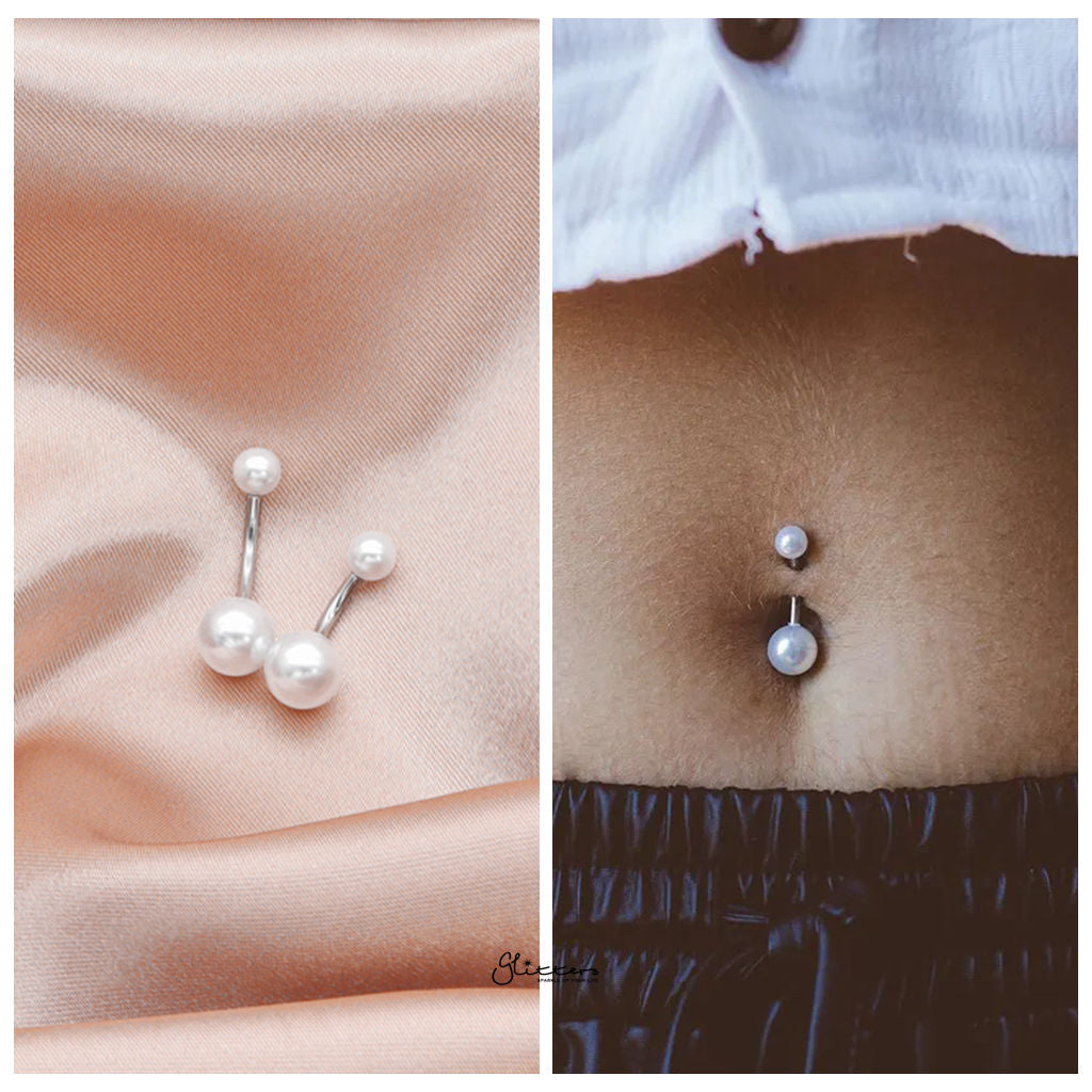 Pearl Belly Button Navel Ring-Belly Rings-2-Glitters