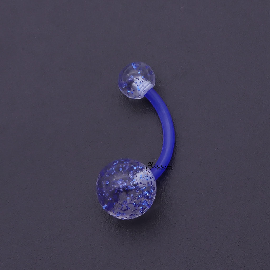 Glitters Acrylic Balls Belly Button Ring - Blue-Belly Rings-2-Glitters