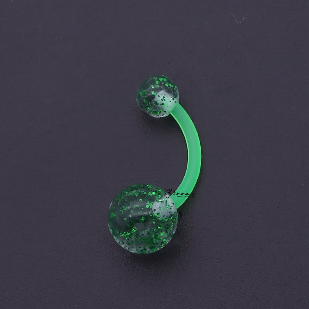 Glitters Acrylic Balls Belly Button Ring - Green-Belly Rings-2-Glitters
