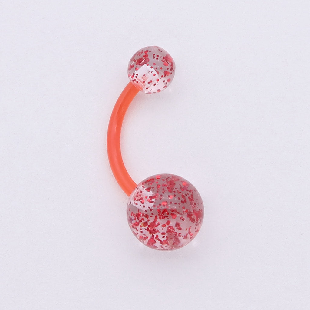 Glitters Acrylic Balls Belly Button Ring - Red-Belly Rings-1-Glitters