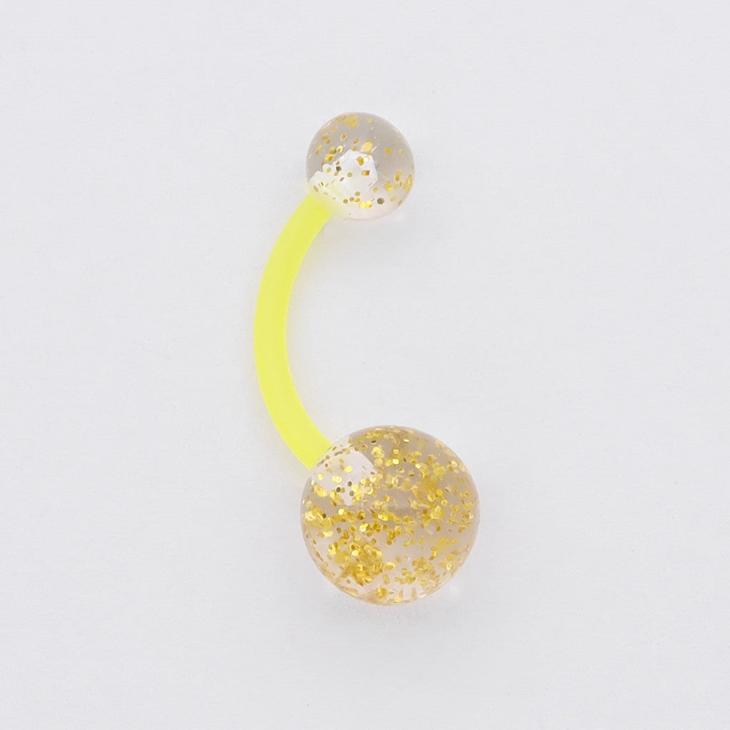 Glitters Acrylic Balls Belly Button Ring - Yellow-Belly Rings-1-Glitters