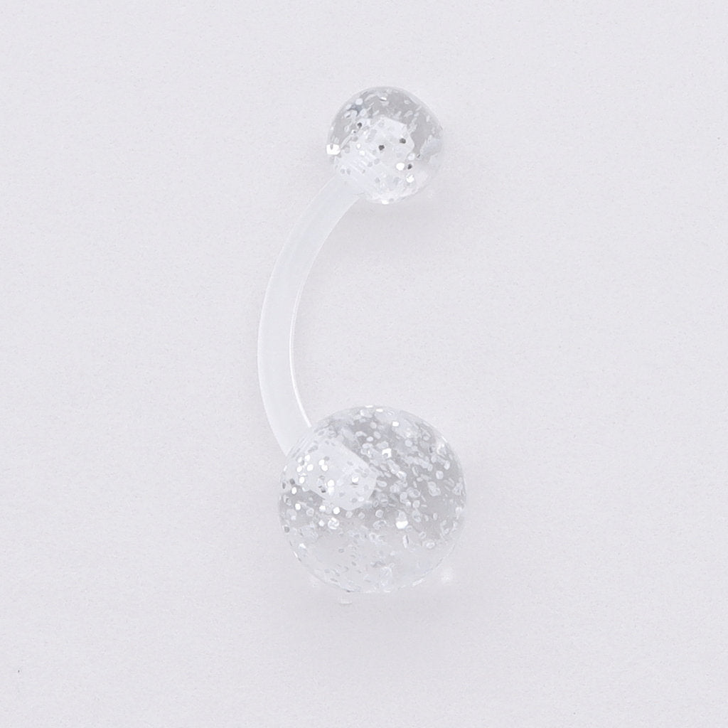 Glitters Acrylic Balls Belly Button Ring - Clear-Belly Rings-1-Glitters