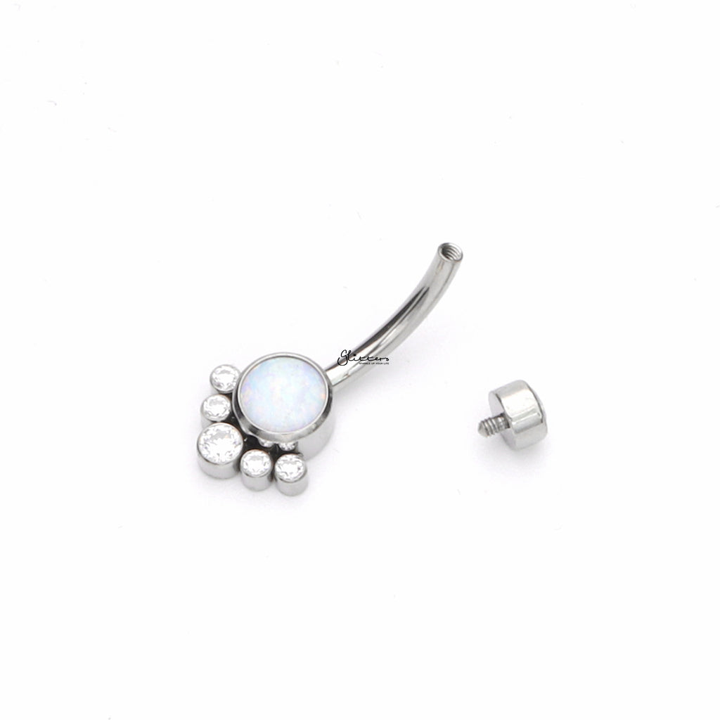 Titanium Internally Threaded Opal Belly Button Ring-Belly Rings-2-Glitters