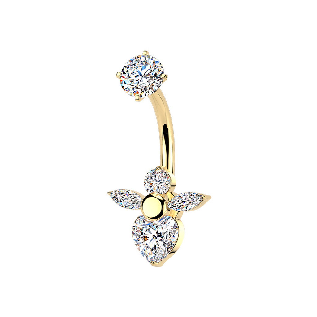 CZ Angel Belly Button Navel Ring - Gold-Belly Rings-1-Glitters
