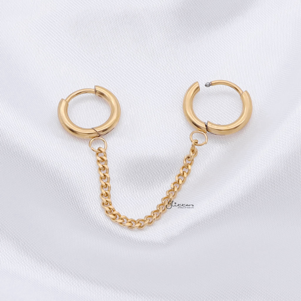 Chain Linked Round Clicker Ear Hoops - Gold-Ear Chains-2-Glitters