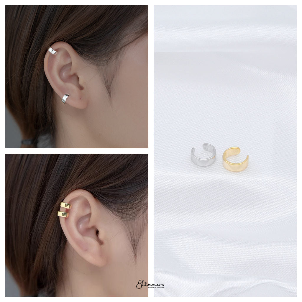 Non Pierced Sterling Silver Conch Ear Cuff - Silver-Ear Cuffs-3-Glitters